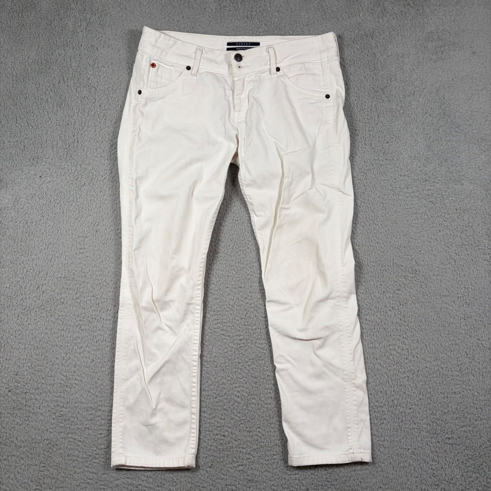Hudson Low Rise Straight Leg Stretch White Denim Jeans Womens‎ 28 Made in USA